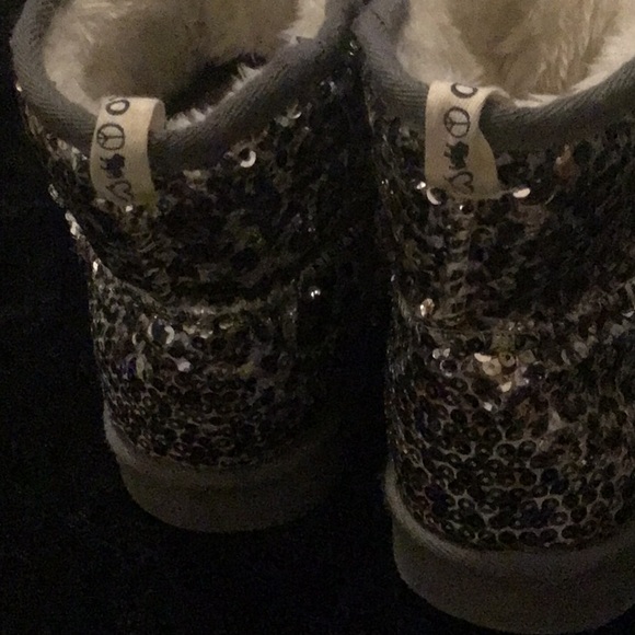 Sequin shortie boots blue silver and gold flecks size 10 - Picture 3 of 4